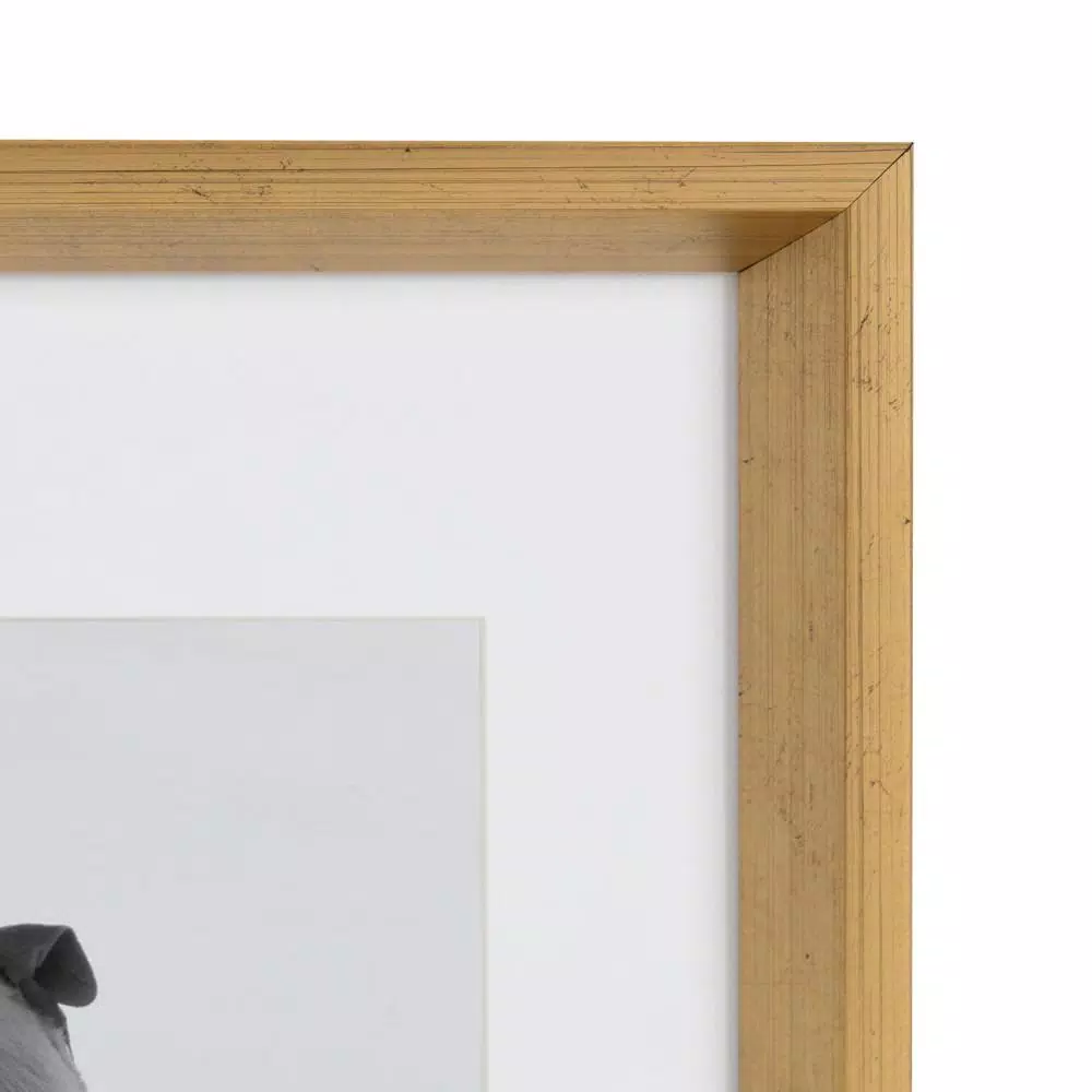Kate and Laurel Calter Gold Picture Frame Set of 4, 11 x 14 in. Modern Gallery Wall Frames with 8 x 10 in. Mat