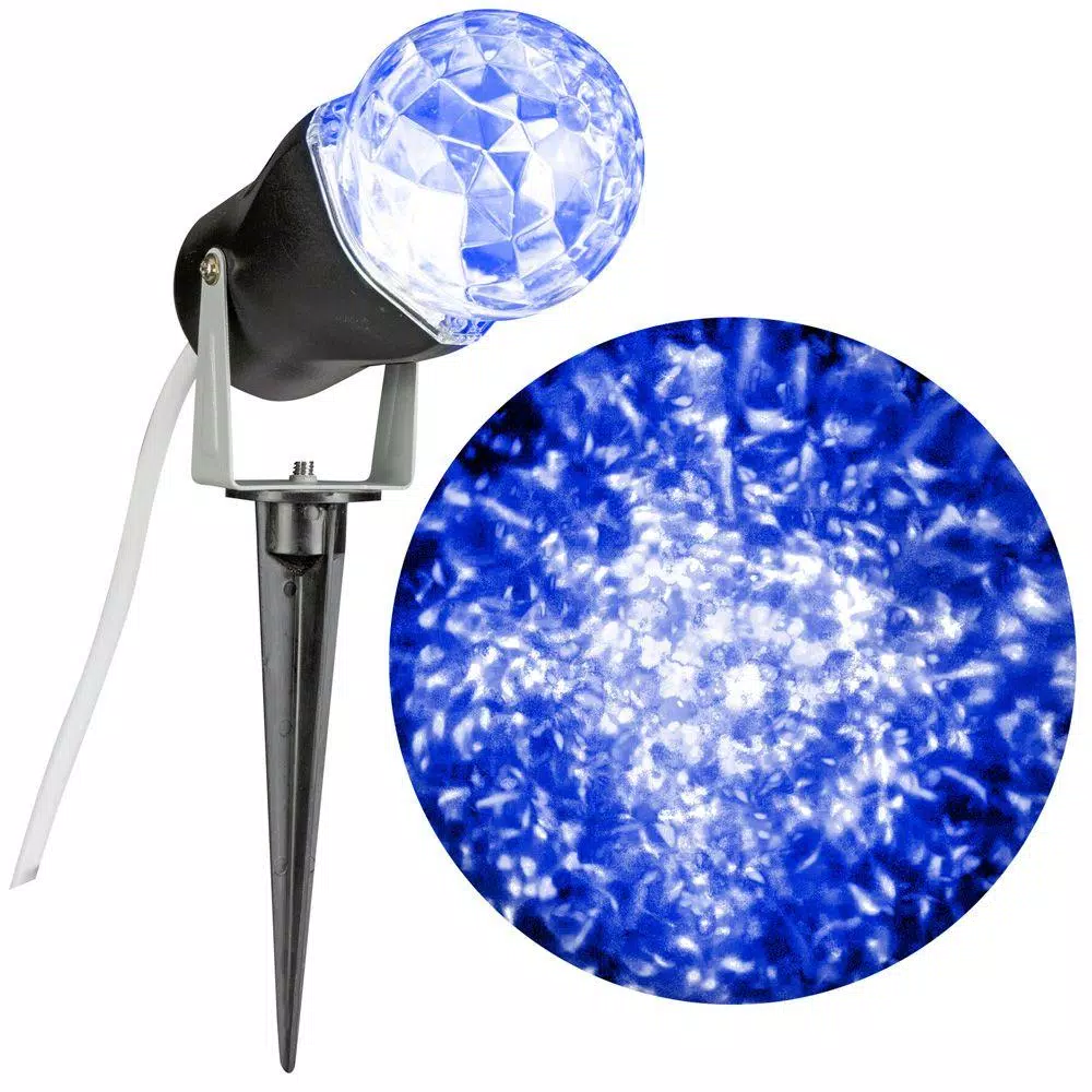 LightShow Icy Blue Projection Kaleidoscope LED Spotlight with Ground Stake