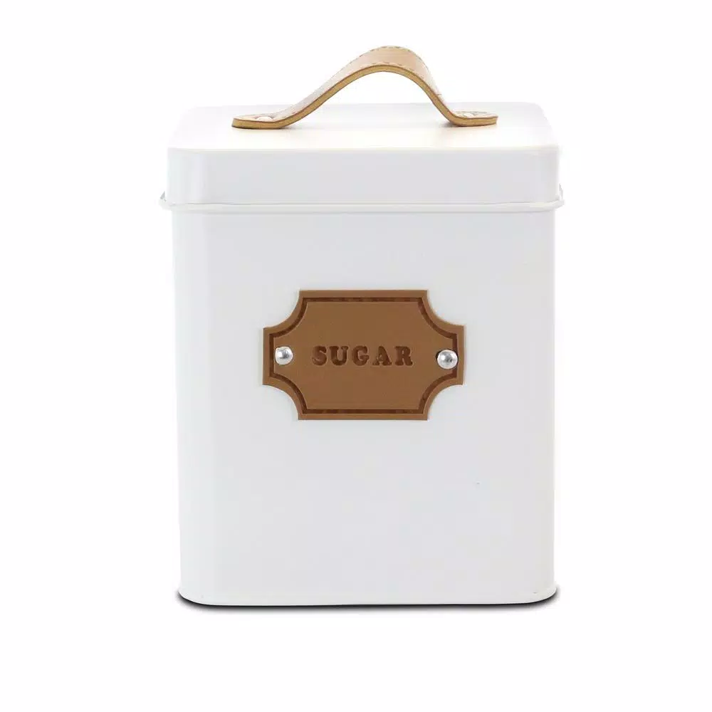 MegaChef 5-Piece Metal Kitchen Canister Set with Matte White Finish
