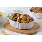 Corningware French White 1.5-Qt Oval Ceramic Casserole Dish with Glass Lid thumbnail 4