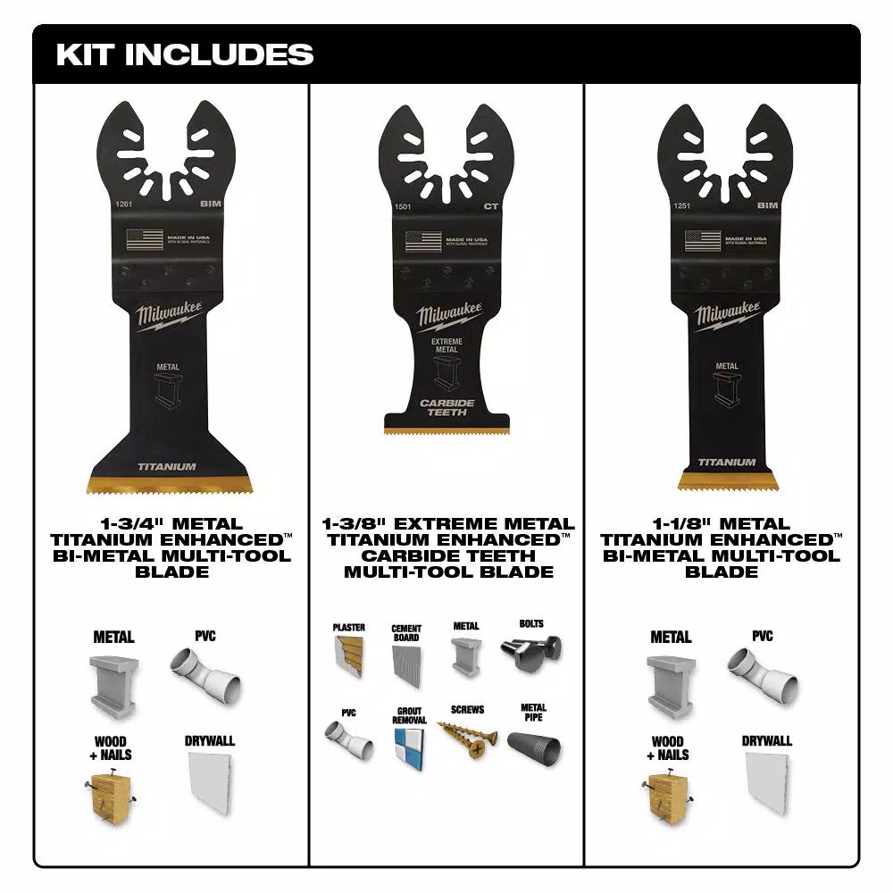 Milwaukee OPEN-LOK 3-Piece Metal Oscillating Multi-Tool Blade Kit