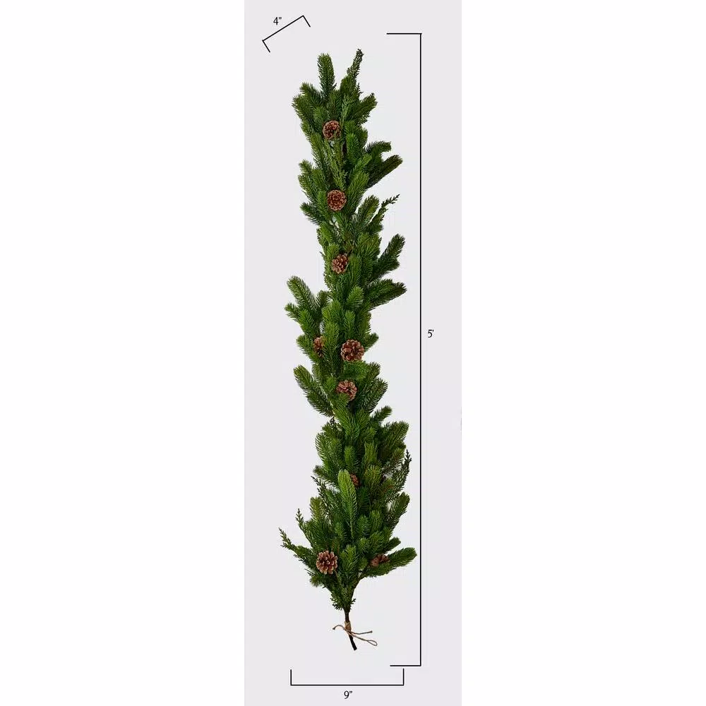 Worth Imports 5 ft. Artificial Juniper Garland with Pine Cones, Green