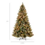 Best Choice Products 9 ft. Pre-Lit Flocked Artificial Christmas Tree with 900 Warm White Lights & Pre-Decorated Berries and Pinecones thumbnail 7