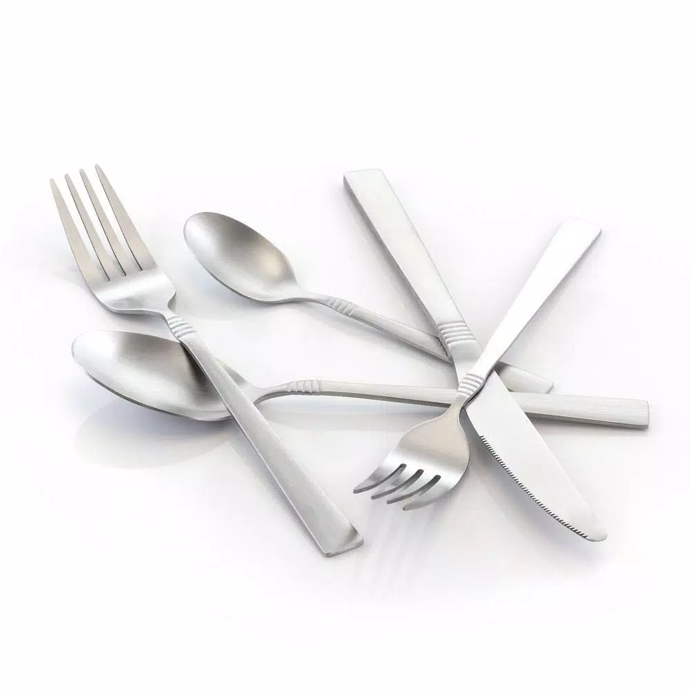 MegaChef Cravat 20-Piece Matte Silver Stainless Steel Flatware Set, Service for 4