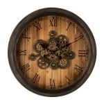 Glitzhome 27.76 in. Vintage Industrial Oversized Wall Clock with Moving Gears and Roman Numerals thumbnail 1