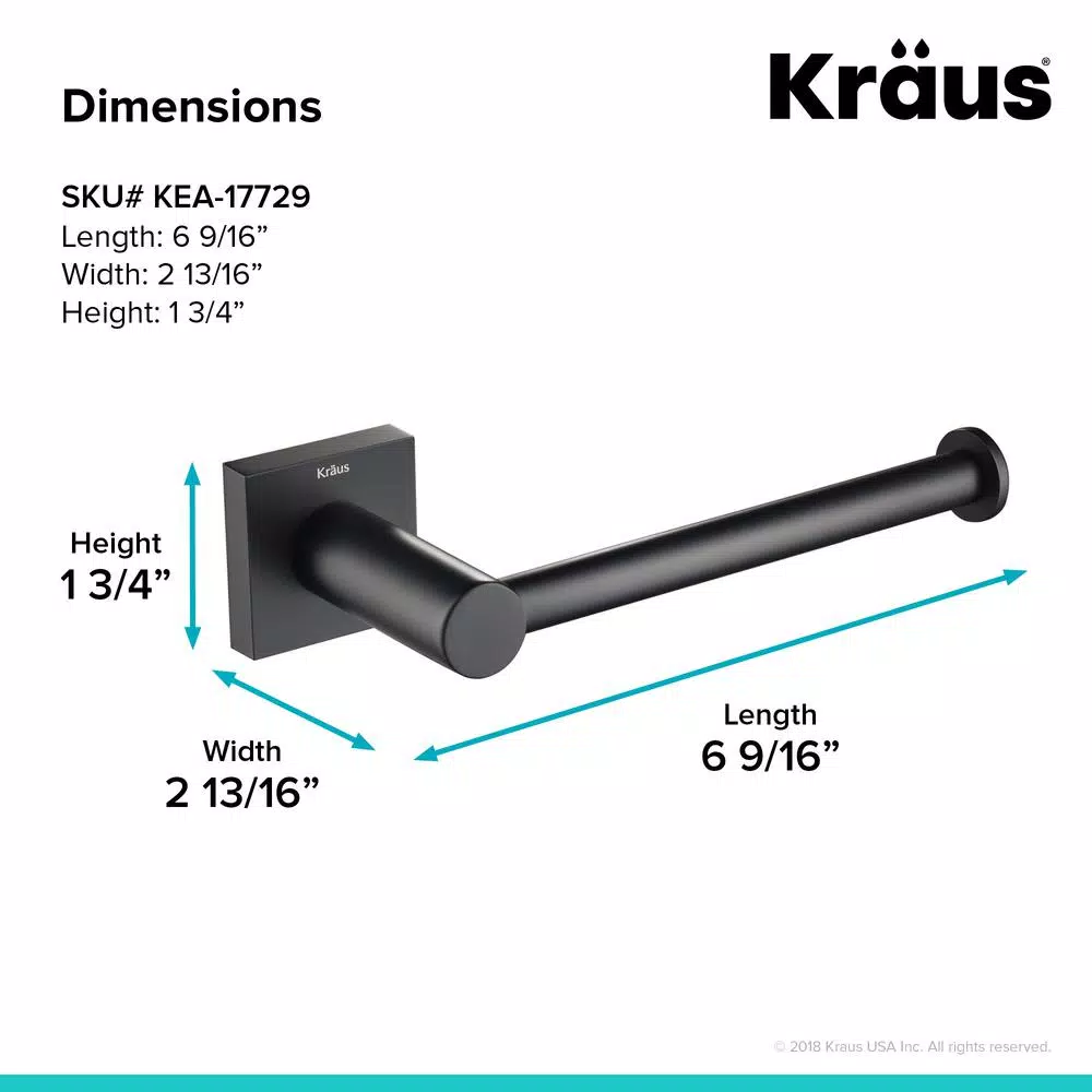 KRAUS Ventus Matte Black Solid Brass Toilet Paper Holder