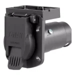 CURT 7-Way Round RV Blade Connector Socket with Integrated Bracket, Vehicle Side thumbnail 1