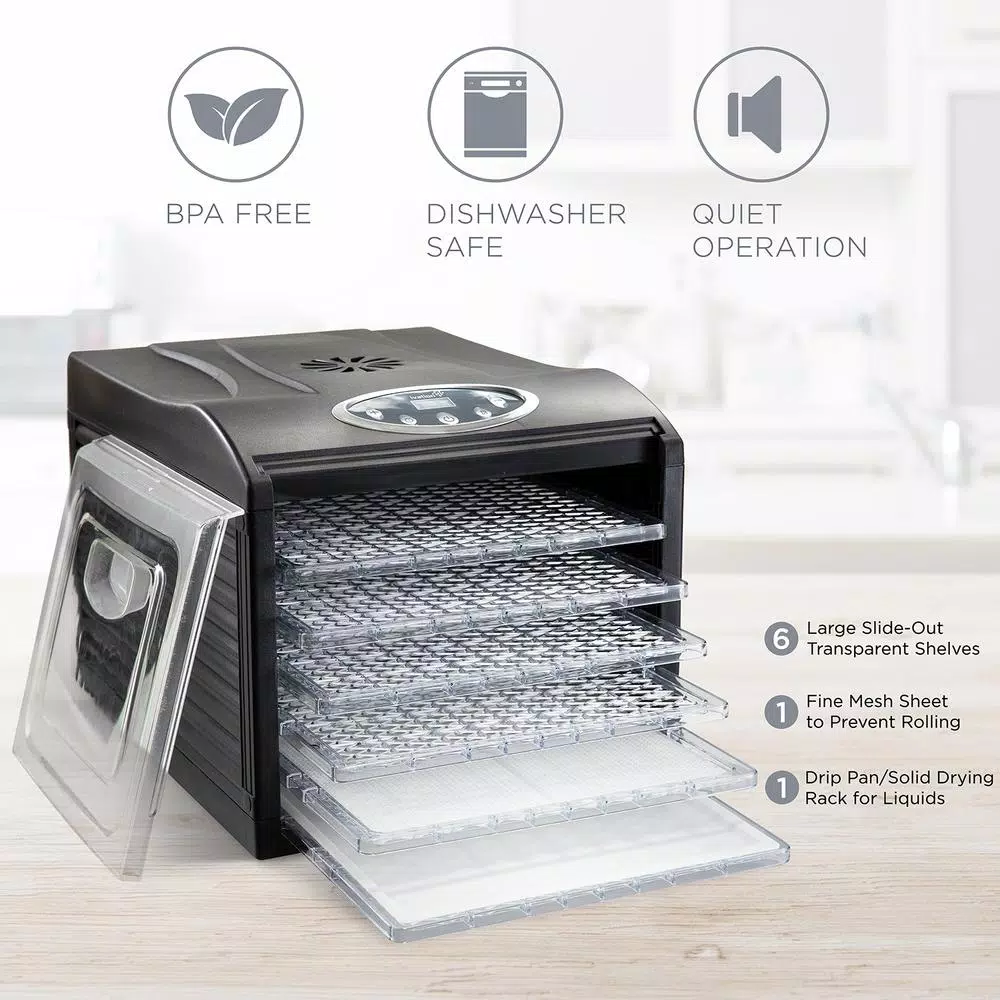 Ivation 6-Tray Digital Food Dehydrator, 480W Countertop Drying Machine with Temperature & Timer Controls