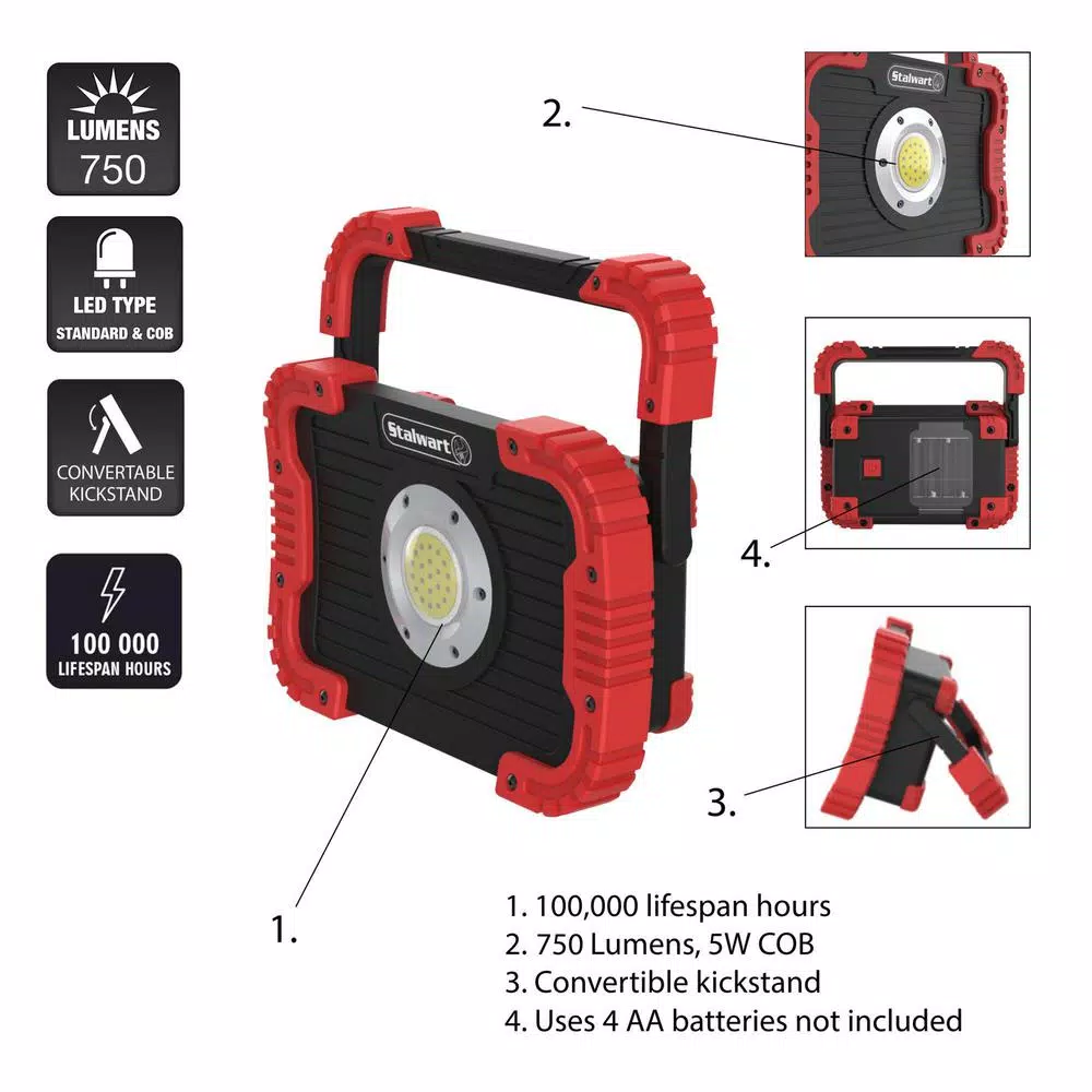 Stalwart 750 Lumens COB LED Work Light with Rotating Handle
