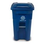 Toter 64 Gallon Blue Rollout Recycling Container with Attached Hinged Lid thumbnail 4