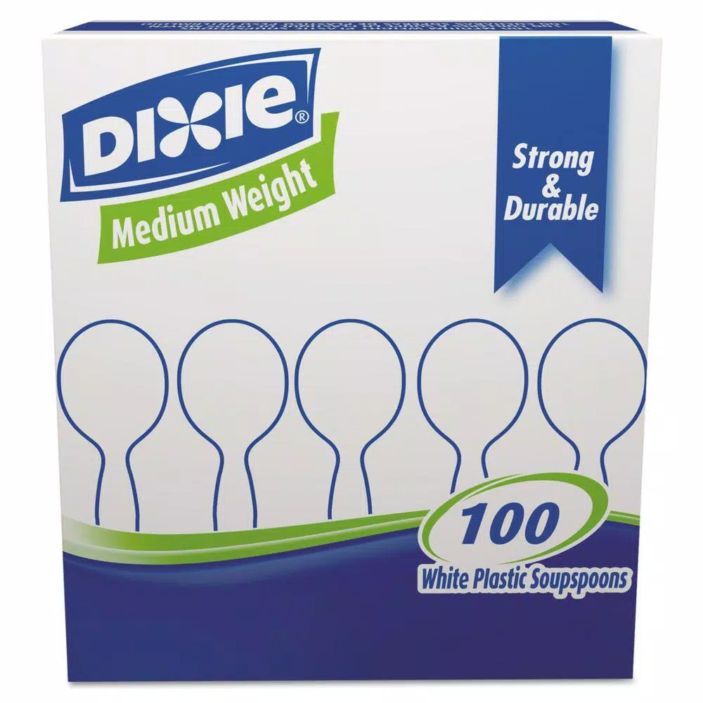 DIXIE White Polystyrene Soup Spoons, Heavy Mediumweight, 1000 Count Case