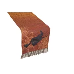Xia Home Fashions Halloween Witching Hour Table Runner - Black Witch & Spider Web Design with Gold Gilded Accents thumbnail 1