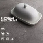 Sweese Porcelain Butter Dish with Lid - White, Modern Round Butter Keeper for 1 Stick thumbnail 2