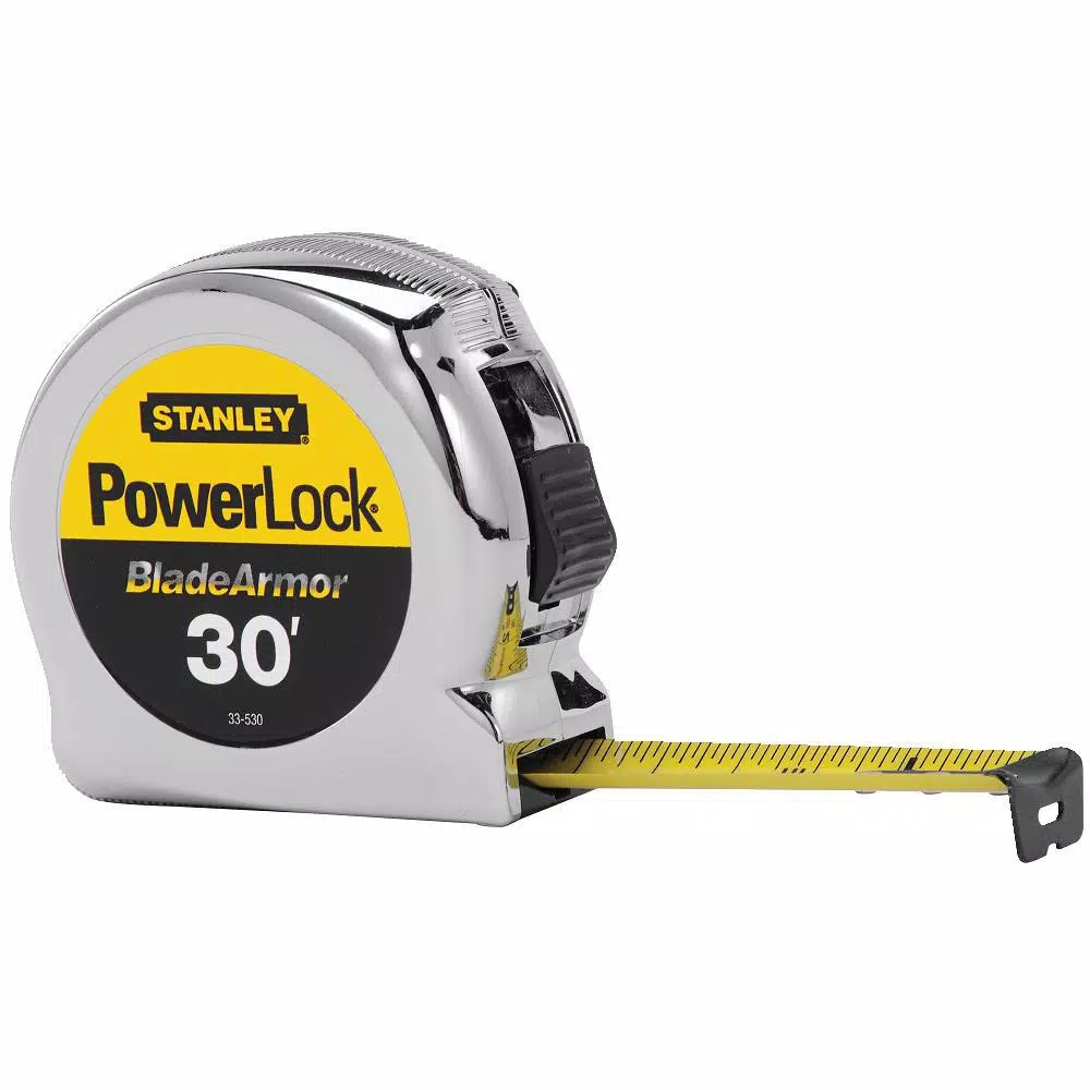 Stanley PowerLock 30 ft. x 1 in. Tape Measure with Blade Armor Coating and Tru-Zero End Hook
