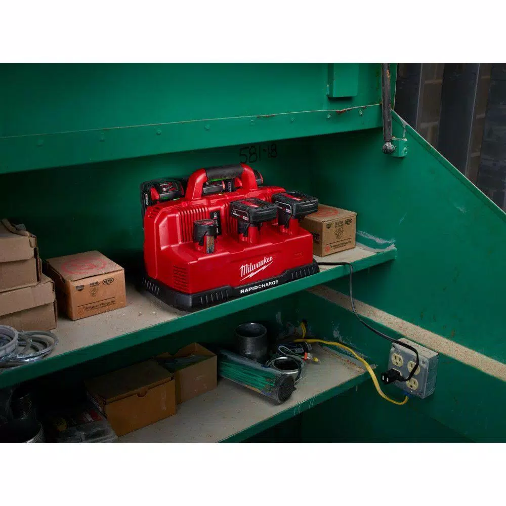Milwaukee M12 and M18 Multi-Voltage 6-Port Sequential Rapid Battery Charger