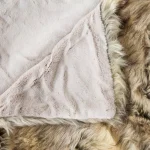 Best Home Fashion Kitt Fox Faux Fur Throw Blanket, 54 in. x 36 in., Grey and Ivory thumbnail 2