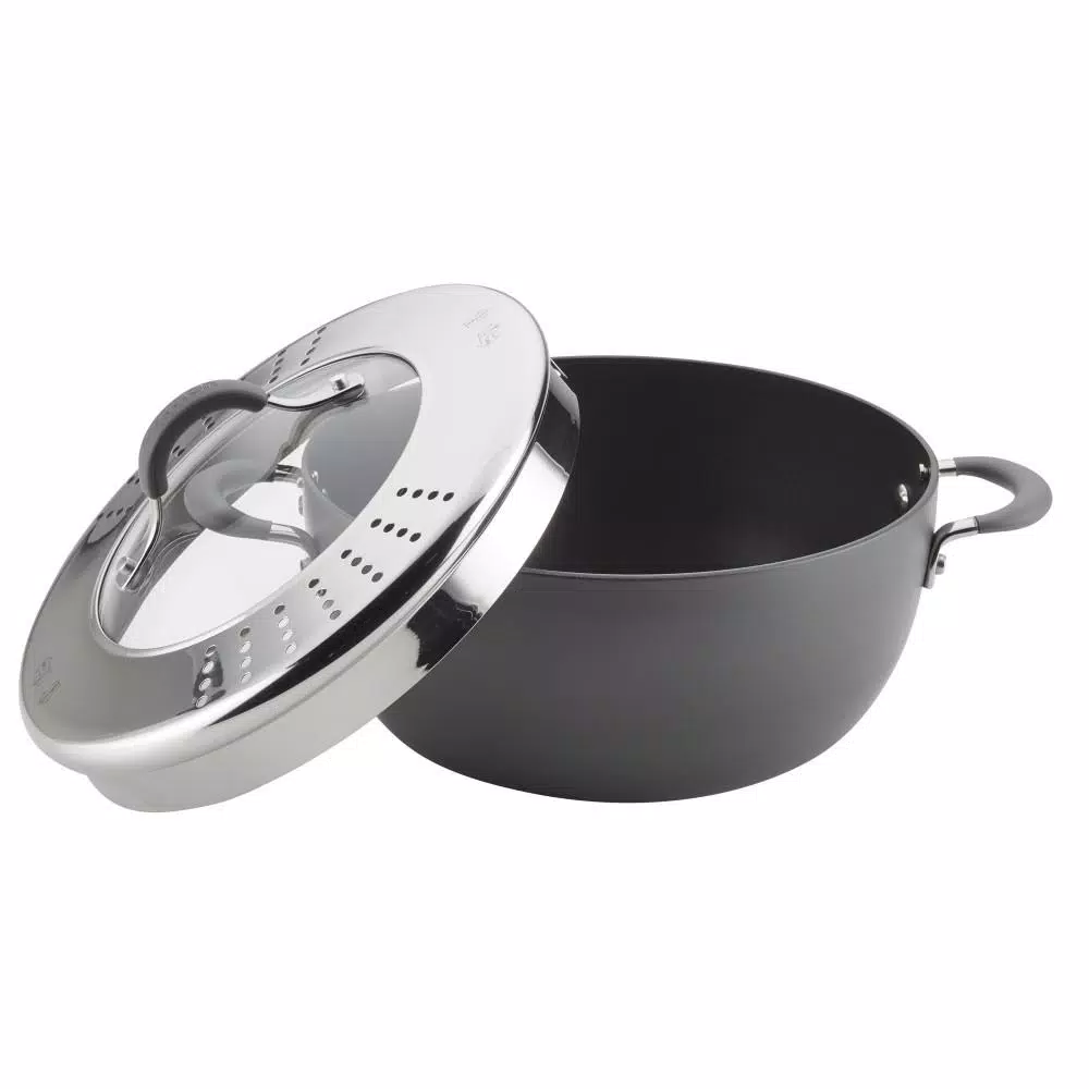 Circulon Radiance 5.5 Qt. Gray Hard-Anodized Nonstick Covered Casserole with Colander