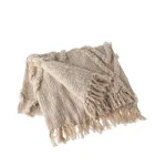 LR Resources LR Home Handmade Boho Tufted Cotton Throw Blanket with Fringe, Beige, 50 x 60 in thumbnail 9