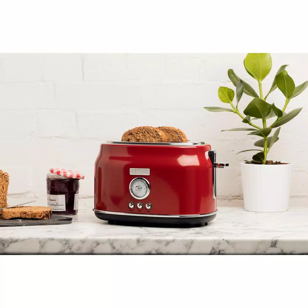 Haden Dorset 1500W 2-Slice Wide Slot Retro Toaster - Red
