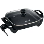 Brentwood 12 in. Black Non-Stick Electric Skillet with Tempered Glass Lid, 1300W thumbnail 2