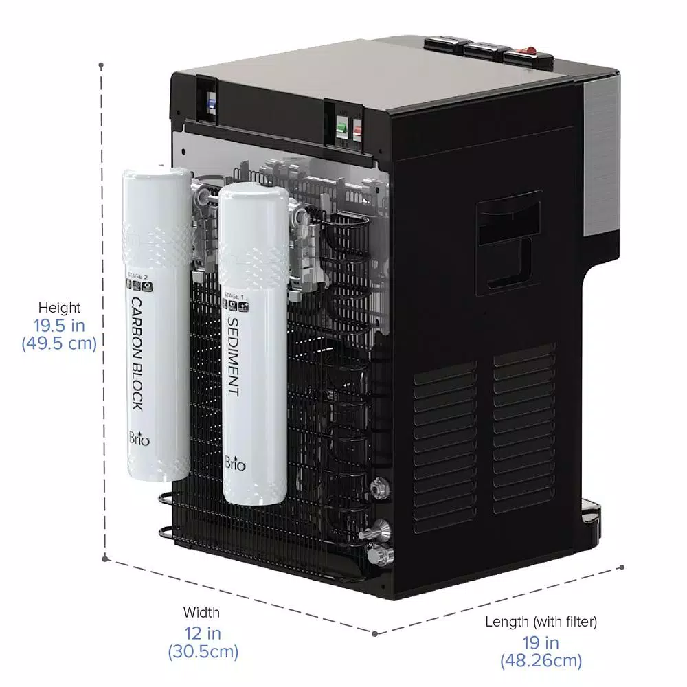 Brio Tri-Temp 2-Stage Countertop Bottleless Water Cooler with UV Self-Cleaning