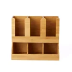 Mind Reader 6-Compartment Bamboo Coffee Condiment and Cup Organizer - Brown thumbnail 4