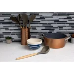 Home Basics Karina Grey Silicone Ladle with Easy Grip Beech Wood Handle, Heat Resistant & Non-Stick Safe thumbnail 4
