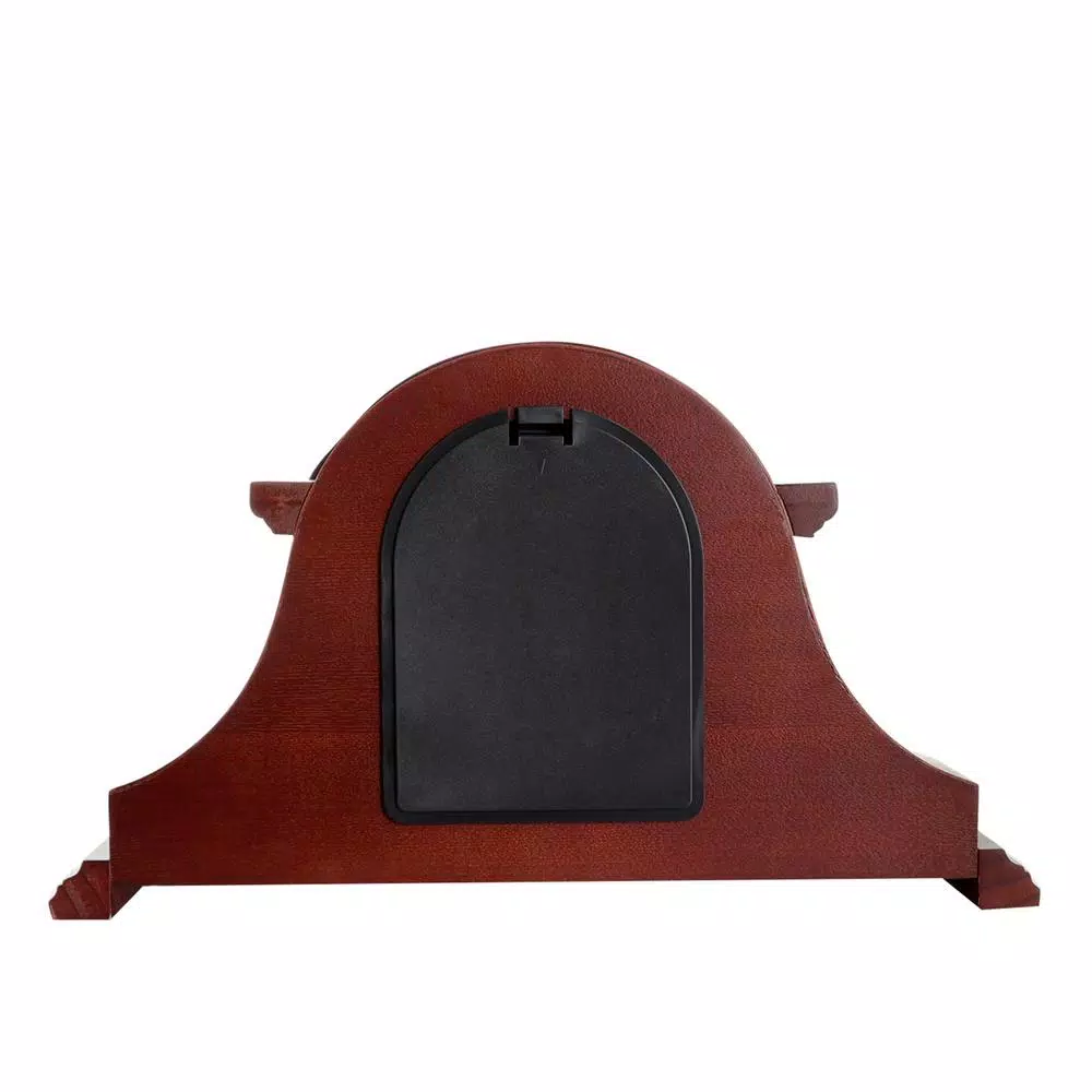 Bedford Clock Collection Redwood Tambour Mantel Clock with Chimes and Roman Numeral Dial