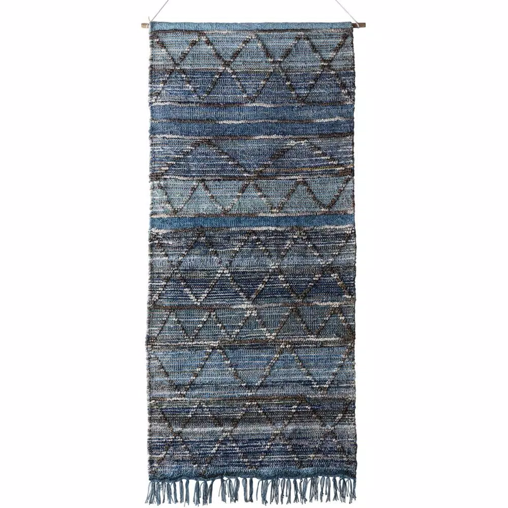 Artistic Weavers Obelu Blue Tapestry Wall Hanging - 30 in. x 60 in. Hand Woven Bohemian Decor