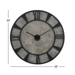 LITTON LANE 35 in. Modern Industrial Round Wall Clock - Matte Black Iron and Stone Gray Wood thumbnail 4
