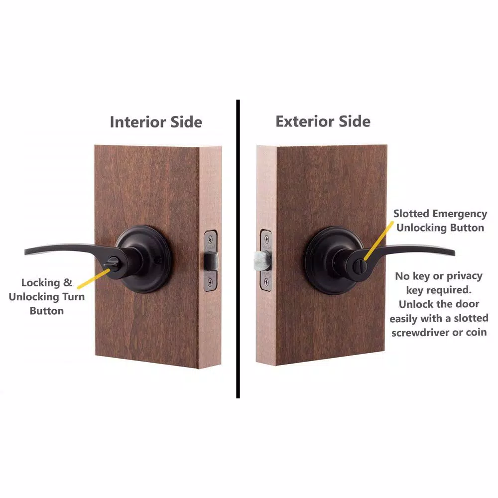 Copper Creek Scandinavian Kash Black Privacy Lever - Modern Interior Bed/Bath Door Handle