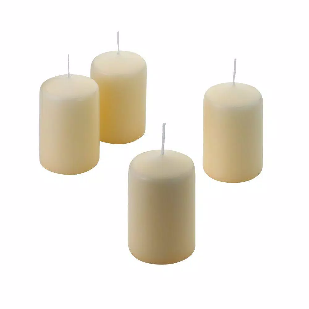Light In The Dark Unscented Vanilla Pillar Candles, 3 in. H x 2 in. W, Ivory (Set of 4)