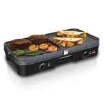 Hamilton Beach 3-in-1 Indoor Grill and Griddle, 180 sq. in. Nonstick Cooking Surface, Black thumbnail 1