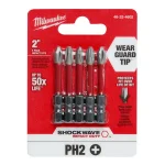 Milwaukee SHOCKWAVE 2 in. Phillips #2 Impact Duty Steel Power Bits, 5-Pack thumbnail 2