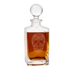 Cathy's Concepts 10 in. Sugar Skull 32 oz. Square Whiskey Decanter with Glass Domed Topper thumbnail 2