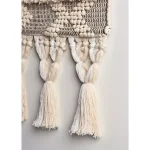 LR Home Bohemian Neutral Ivory Tasseled Wall Tapestry - Hand Woven Cotton Wall Hanging thumbnail 6