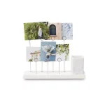 Umbra Gala White Photo Display with Walnut Wood Base and 7 Keyring Clips thumbnail 1