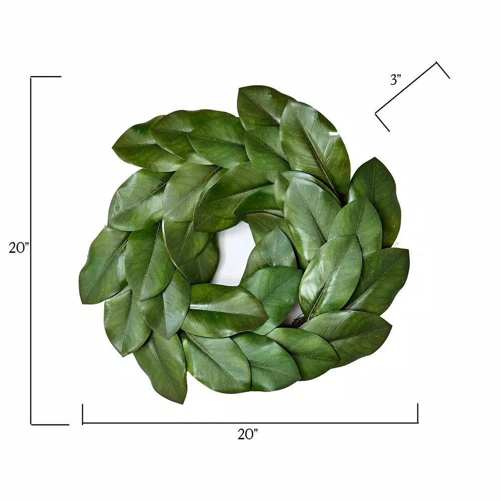 Worth Imports 20 in. Magnolia Leaf Wreath, Artificial Greenery on Natural Twig Base