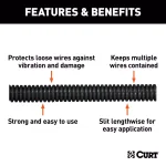CURT 3/8" Convoluted Slit Loom Tubing, 25ft Black Wire Conduit thumbnail 4