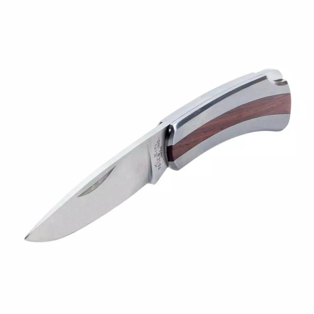 Klein Tools Compact Stainless Steel Pocket Knife with Rosewood Inserts
