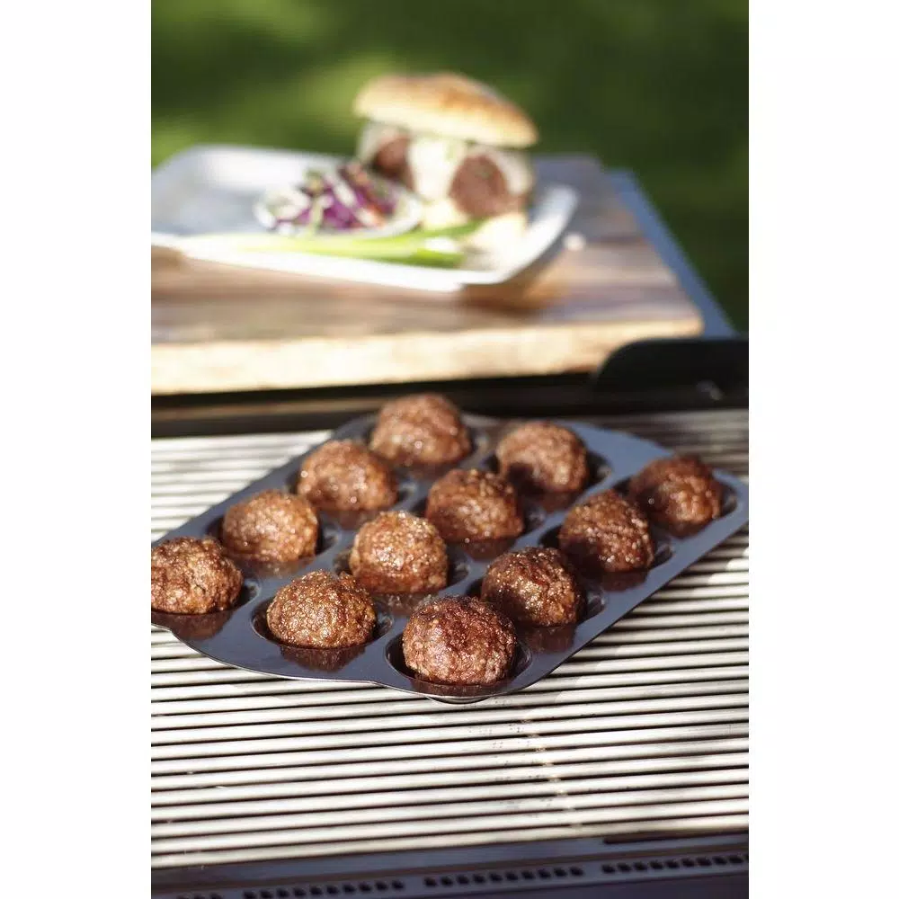 Nordic Ware 365 Grilling 10.25 in. Cast Aluminum Nonstick Meatball Griller, Black