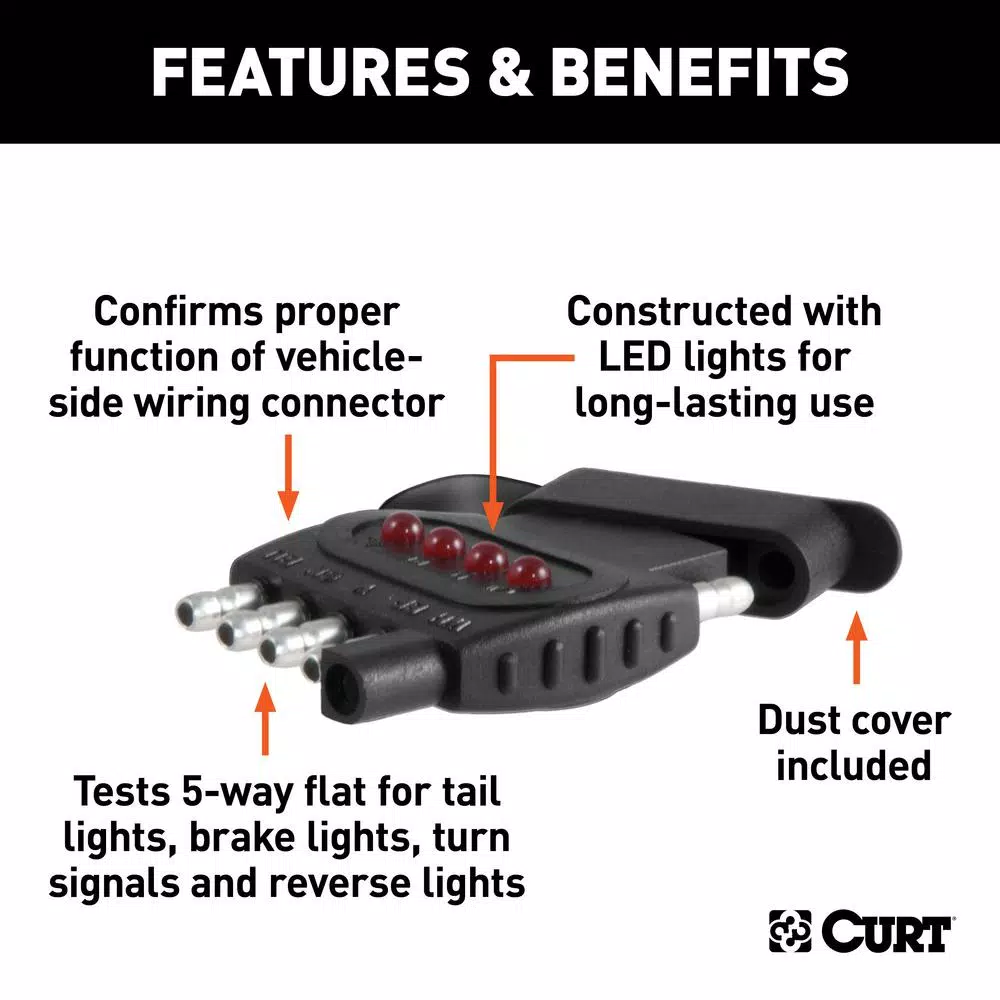 CURT 5-Way Flat Connector Tester for Trailer Wiring