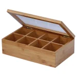 Oceanstar 8-Compartment Bamboo Tea Box with Hinged Acrylic Lid thumbnail 4