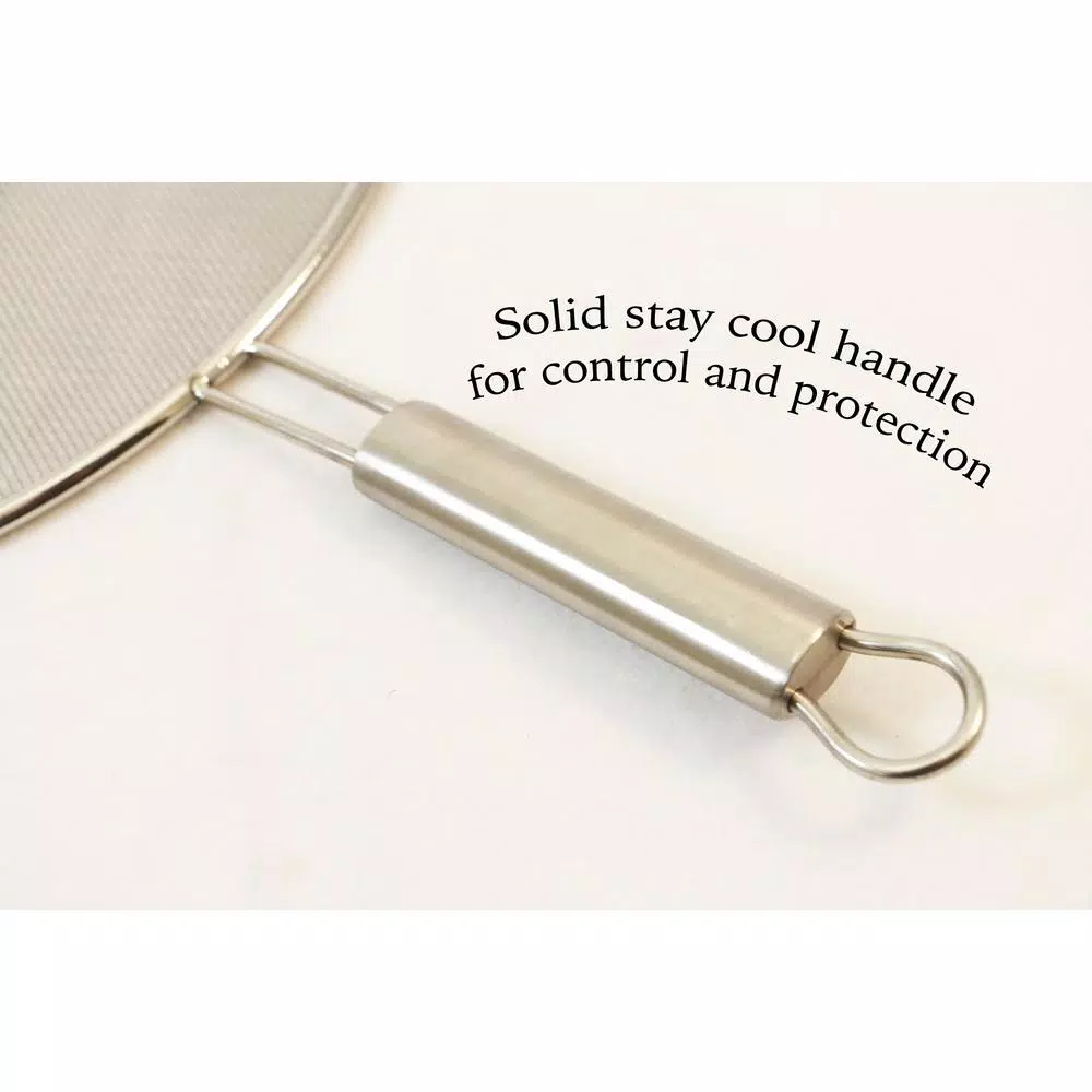 ExcelSteel 13 in. Stainless Steel Fine Mesh Splatter Screen with Solid Stay-Cool Handle