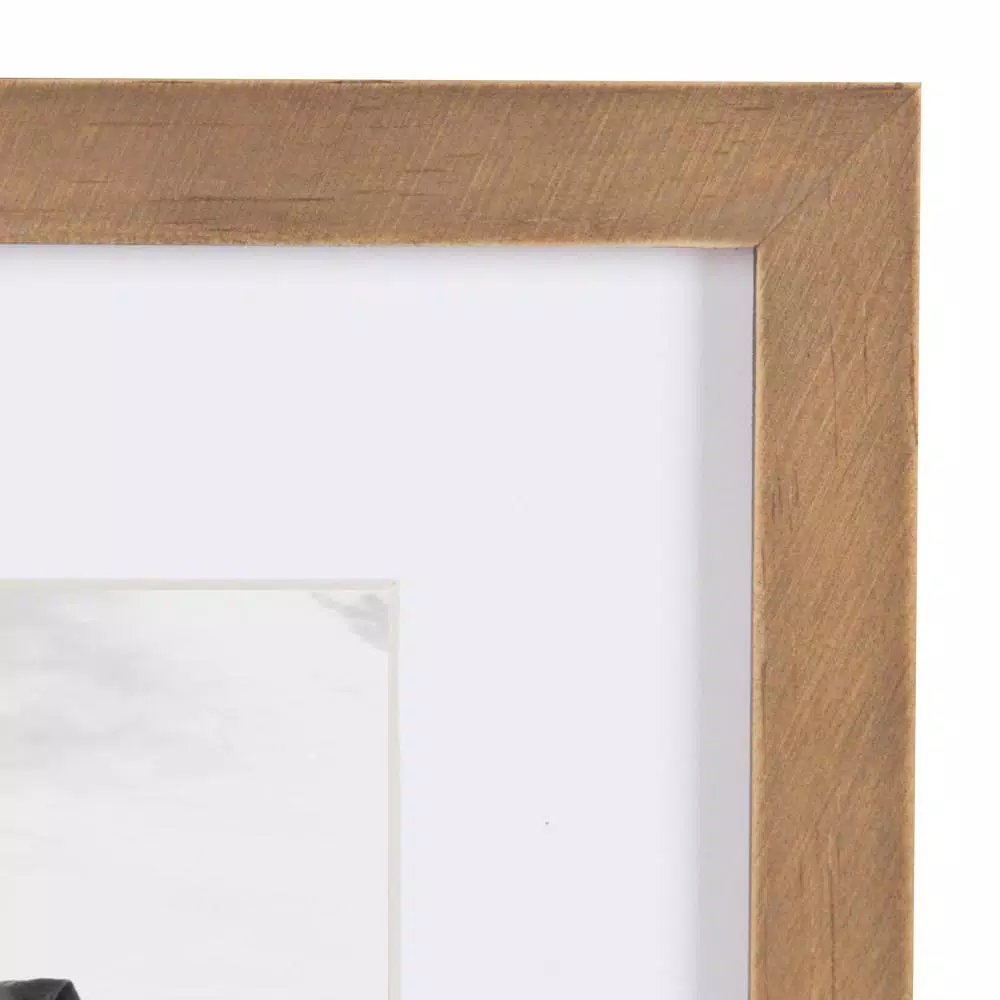 DesignOvation Gallery Rustic Brown Wood Picture Frame Set, 4-Pack, Matted to 5x7 in. or 8x10 in.