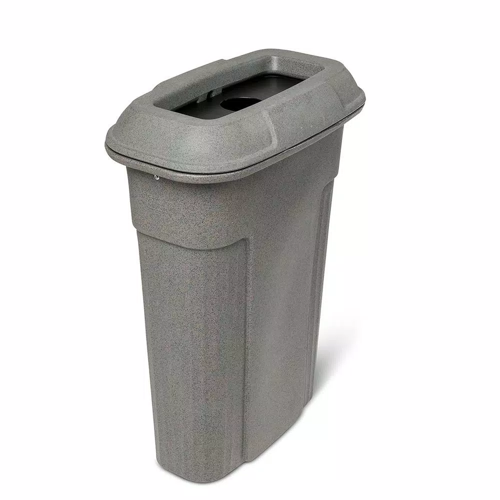 Toter Slimline 23 Gallon Rectangular Trash Can, Graystone