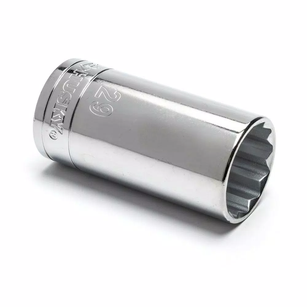 Husky 1/2 in. Drive 12-Point Deep Metric Socket, 29mm