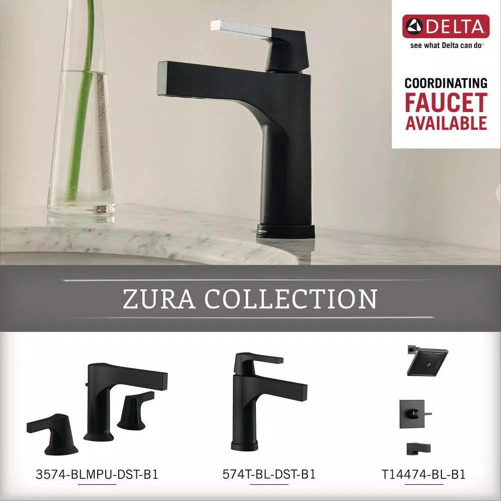 Delta Zura Matte Black Towel Ring - Geometric Hand Towel Holder