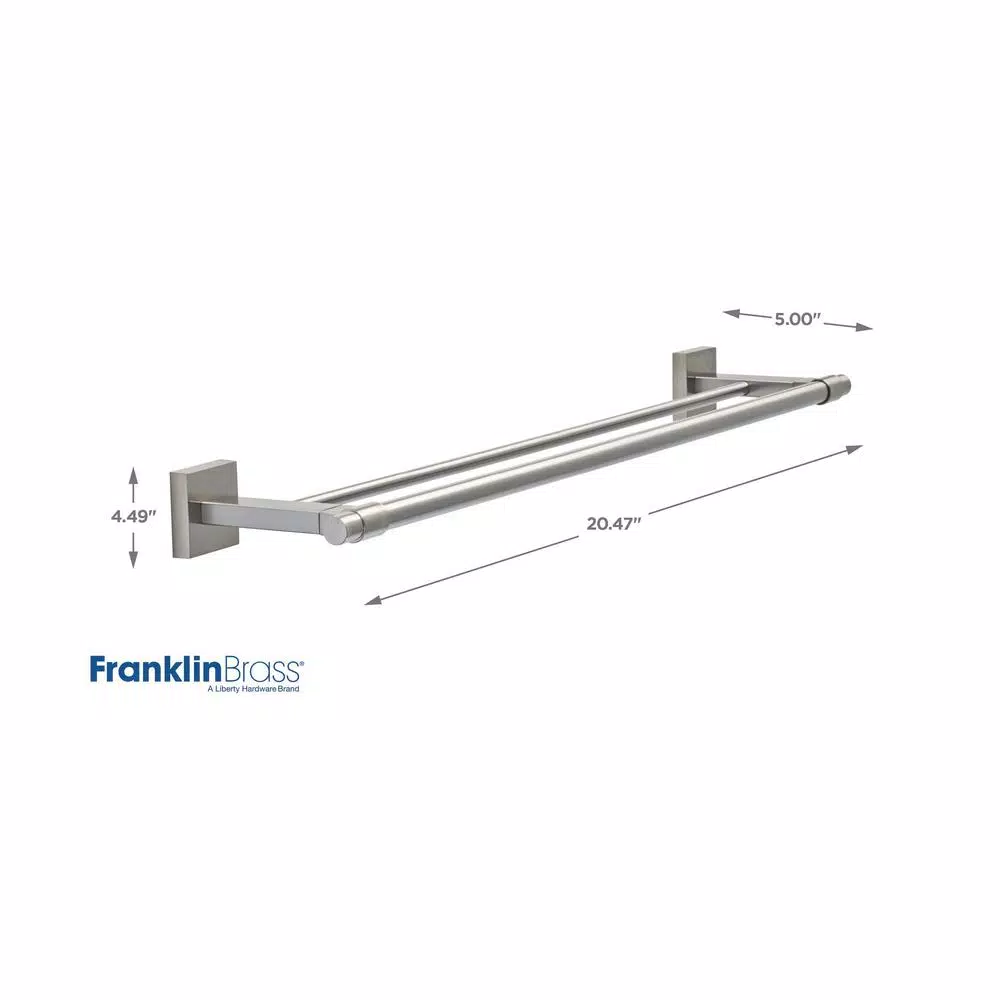 Franklin Brass Maxted 24 in. Double Towel Bar, Brushed Nickel, Modern Wall Mounted Design
