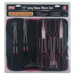 KING 5-Piece Long Nose Pliers Set, 11 in. Straight, 90-Degree, 45-Degree, Hose, Cable, and Flat Nose thumbnail 2